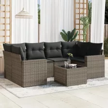   vidaXL 7 részes szürke polyrattan kerti ülőgarnitúra párnákkal