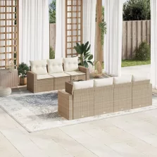   vidaXL 8 részes bézs polyrattan kerti ülőgarnitúra párnával