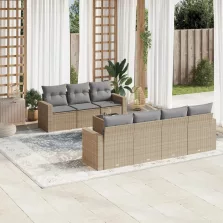   vidaXL 8 részes bézs polyrattan kerti ülőgarnitúra párnával