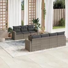   vidaXL 8 részes szürke polyrattan kerti ülőgarnitúra párnákkal