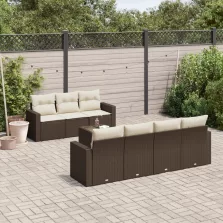   vidaXL 8 részes barna polyrattan kerti ülőgarnitúra párnákkal
