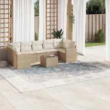   vidaXL 8 részes bézs polyrattan kerti ülőgarnitúra párnával