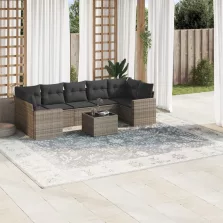   vidaXL 8 részes szürke polyrattan kerti ülőgarnitúra párnákkal