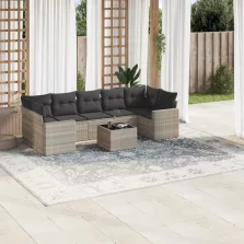   vidaXL 8 részes világosszürke polyrattan kerti ülőgarnitúra párnával