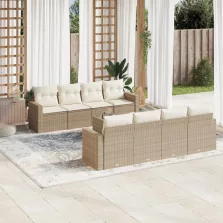   vidaXL 9 részes bézs polyrattan kerti ülőgarnitúra párnákkal