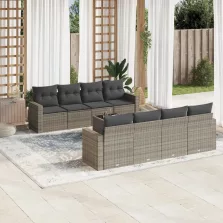   vidaXL 9-részes szürke polyrattan kerti ülőgarnitúra párnákkal
