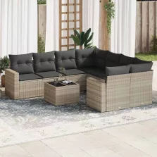   vidaXL 9 részes világosszürke polyrattan kerti ülőgarnitúra párnával