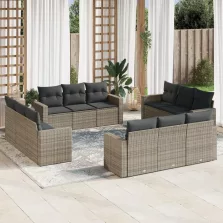   vidaXL 12 részes szürke polyrattan kerti ülőgarnitúra párnákkal