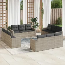   vidaXL 12 részes világosszürke polyrattan kerti ülőgarnitúra párnával