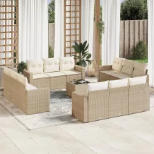   vidaXL 13 részes bézs polyrattan kerti ülőgarnitúra párnákkal
