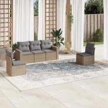   vidaXL 5 részes bézs polyrattan kerti ülőgarnitúra párnákkal