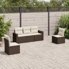  vidaXL 5 részes barna polyrattan kerti ülőgarnitúra párnával