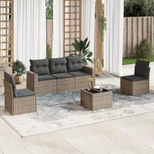   vidaXL 6 részes szürke polyrattan kerti ülőgarnitúra párnákkal