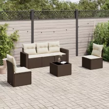   vidaXL 6 részes barna polyrattan kerti ülőgarnitúra párnával