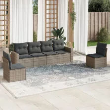   vidaXL 6 részes szürke polyrattan kerti ülőgarnitúra párnákkal