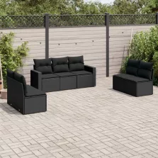   vidaXL 7 részes fekete polyrattan kerti ülőgarnitúra párnával