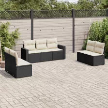  vidaXL 7 részes fekete polyrattan kerti ülőgarnitúra párnával