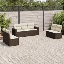   vidaXL 7 részes barna polyrattan kerti ülőgarnitúra párnákkal