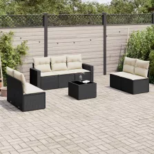   vidaXL 8 részes fekete polyrattan kerti ülőgarnitúra párnákkal