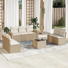   vidaXL 8 részes bézs polyrattan kerti ülőgarnitúra párnával