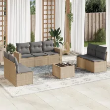   vidaXL 8 részes bézs polyrattan kerti ülőgarnitúra párnával