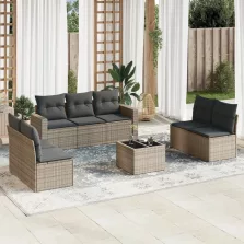   vidaXL 8-részes szürke polyrattan kerti ülőgarnitúra párnákkal