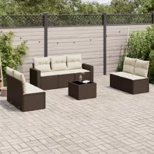   vidaXL 8 részes barna polyrattan kerti ülőgarnitúra párnákkal