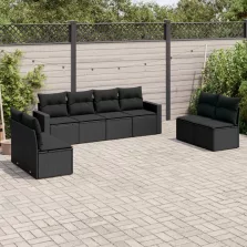   vidaXL 8 részes fekete polyrattan kerti ülőgarnitúra párnákkal