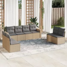   vidaXL 8 részes bézs polyrattan kerti ülőgarnitúra párnával