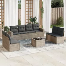  vidaXL 9 részes szürke polyrattan kerti ülőgarnitúra párnákkal