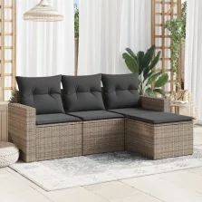   vidaXL 4 részes szürke polyrattan kerti ülőgarnitúra párnákkal