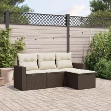   vidaXL 4 részes barna polyrattan kerti ülőgarnitúra párnákkal