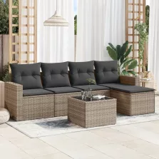   vidaXL 6 részes szürke polyrattan kerti ülőgarnitúra párnákkal