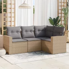   vidaXL 4 részes bézs polyrattan kerti ülőgarnitúra párnákkal