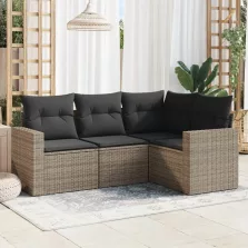   vidaXL 4 részes szürke polyrattan kerti ülőgarnitúra párnákkal
