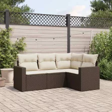   vidaXL 4 részes barna polyrattan kerti ülőgarnitúra párnákkal