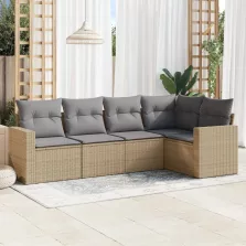   vidaXL 5 részes bézs polyrattan kerti ülőgarnitúra párnákkal