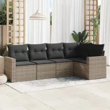   vidaXL 5 részes szürke polyrattan kerti ülőgarnitúra párnákkal