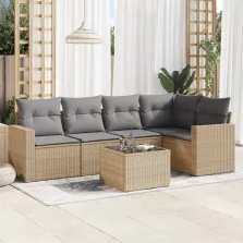   vidaXL 6 részes bézs polyrattan kerti ülőgarnitúra párnával