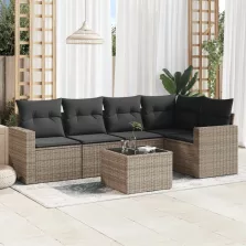   vidaXL 6 részes szürke polyrattan kerti ülőgarnitúra párnákkal