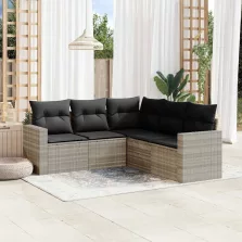   vidaXL 5 részes világosszürke polyrattan kerti ülőgarnitúra párnákkal