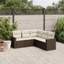   vidaXL 5 részes barna polyrattan kerti ülőgarnitúra párnával