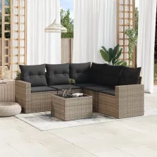   vidaXL 6 részes szürke polyrattan kerti ülőgarnitúra párnákkal
