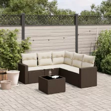   vidaXL 6 részes barna polyrattan kerti ülőgarnitúra párnával
