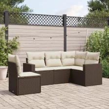   vidaXL 5 részes barna polyrattan kerti ülőgarnitúra párnával