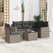   vidaXL 6 részes szürke polyrattan kerti ülőgarnitúra párnákkal
