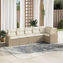   vidaXL 6 részes bézs polyrattan kerti ülőgarnitúra párnával