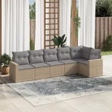   vidaXL 6 részes bézs polyrattan kerti ülőgarnitúra párnával