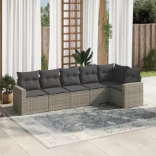   vidaXL 6 részes szürke polyrattan kerti ülőgarnitúra párnákkal