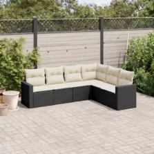   vidaXL 6 részes fekete polyrattan kerti ülőgarnitúra párnákkal